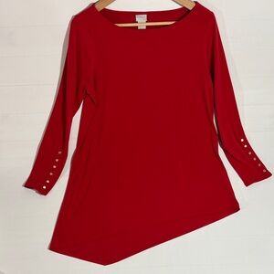 Chico's Vibrant Red Tunic with Button Accents